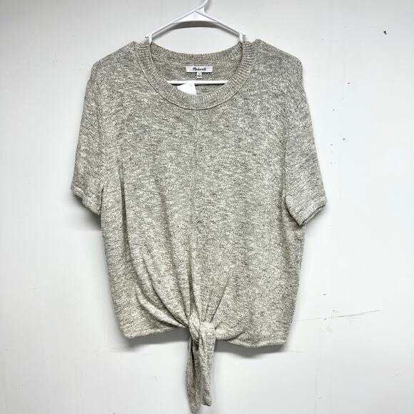 Madewell Top Women's Knot-Front Short Sleeve Knit T-Shirt Gray Size Large - Picture 2 of 4